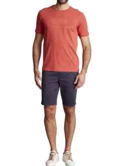 T-shirt en coton rouge uni avec le logo imprimé ton sur ton et un col rond
