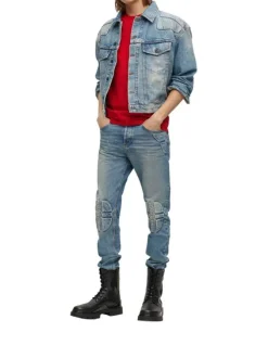 T-shirt en coton rouge uni avec un coupe droite et un col rond