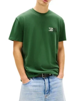 T-shirt en coton sapin imprimé avec une coupe droite et un col rond