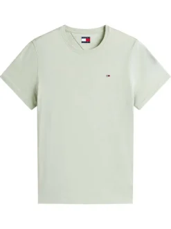 T-shirt en coton tilleul uni avec un col rond et une coupe droite