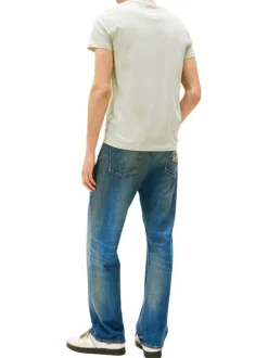 T-shirt en coton tilleul uni avec un col rond et une coupe droite