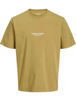 T-shirt en coton tilleul uni avec un col rond et une coupe droite