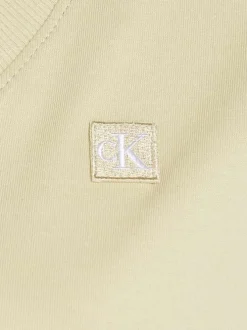 T-shirt en coton tilleul uni avec un col v et une coupe droite