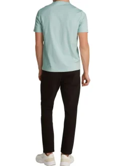T-shirt en coton turquoise avec un imprimé une coupe droite et un col rond