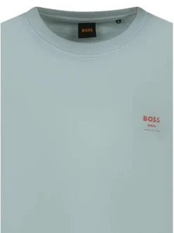 T-shirt en coton turquoise uni avec une coupe droite et un col rond