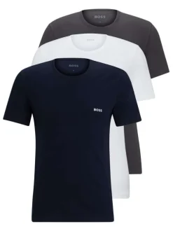 T-shirt en coton uni coupe regular fit col rond avec manches courtes