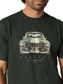 T-shirt en coton vert avec un imprimé fantaisie et des manches courtes