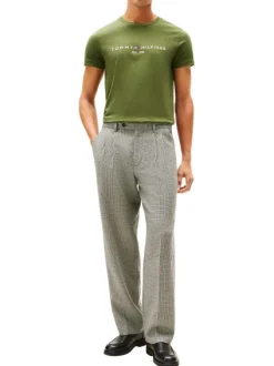 T-shirt en coton vert à coupe droite pourvu du nom de la marque brodé