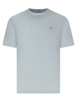 T-shirt en coton vert d'eau coupe droite pourvu d'un col rond