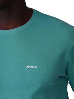 T-shirt en coton vert d'eau uni avec une coupe droite et un col rond