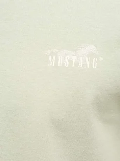 T-shirt en coton vert d'eau uni avec une coupe droite et un col rond