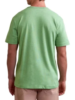 T-shirt en coton vert effet moucheté avec une coupe droite et un col rond