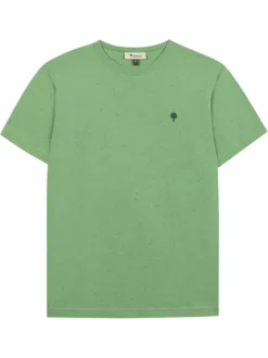 T-shirt en coton vert effet moucheté avec une coupe droite et un col rond