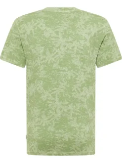 T-shirt en coton vert à imprimé all-over palmiers et à col rond