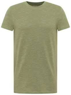 T-shirt en coton vert à motifs moucheté avec une coupe droite et un col rond