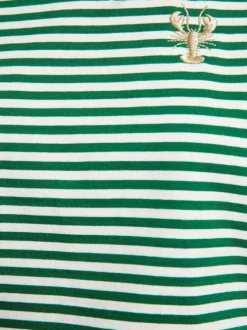 T-shirt en coton vert à rayures pourvu d'une coupe droite et d'un col rond