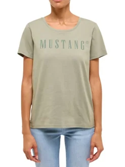 T-shirt en coton vert tilleul avec un logo imprimé et des manches courtes