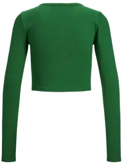 T-shirt en coton vert uni avec une coupe droite et un col rond