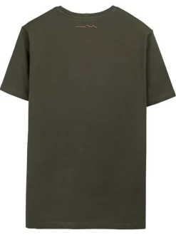 T-shirt en coton vert uni avec une coupe droite et un col rond