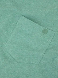 T-shirt en coton vert uni avec une coupe droite et un col rond
