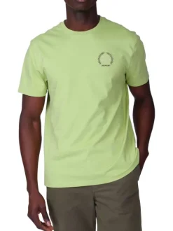 T-shirt en coton vert uni avec une coupe droite et un col rond