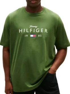 T-shirt en coton vert uni avec une coupe droite et un col rond