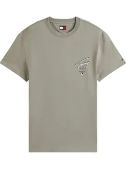 T-shirt en coton vert uni avec une coupe droite et un col rond