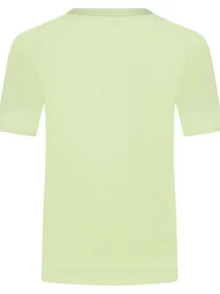 T-shirt en coton vert uni slim avec logo à col rond côtelé et à manches courtes