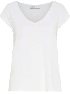 T-shirt femme avec une coupe droite des manches courtes et un col en V