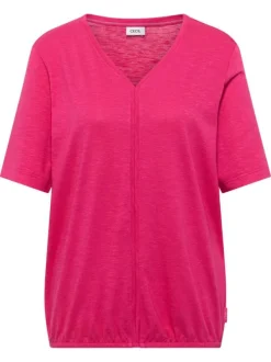 T-shirt fuchsia uni pourvu de manches courtes et d'une coupe droite