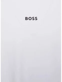 T-shirt Grande Taille en coton blanc uni avec une coupe droite col rond et un petit logo devant