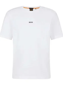 T-shirt Grande Taille en coton blanc uni avec une coupe droite col rond et un petit logo devant