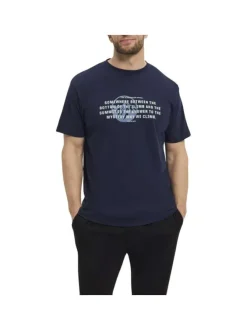 T-shirt Grande Taille en coton marine droit à col rond avec imprimé texte