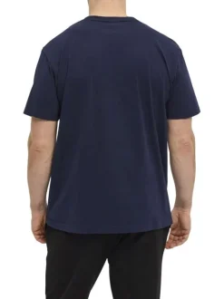 T-shirt Grande Taille en coton marine droit à col rond avec imprimé texte