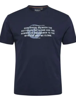 T-shirt Grande Taille en coton marine droit à col rond avec imprimé texte