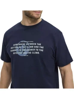 T-shirt Grande Taille en coton marine droit à col rond avec imprimé texte
