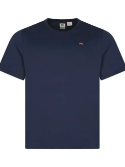 T-shirt grande taille en coton marine uni coupe droite à col rond