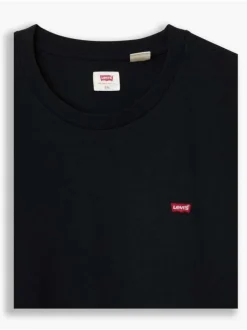 T-shirt grande taille noir en coton uni avec logo coupe droite col rond