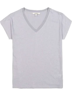 T-shirt gris bleu uni avec une coupe droite et des manches courtes