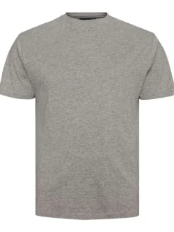 T-shirt gris chiné en coton avec un col rond et une coupe droite