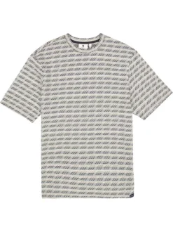 T-shirt gris structuré à motifs avec une coupe droite et un col rond