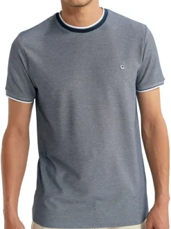 T-shirt gris uni pourvu de manches courtes et d'un col rond
