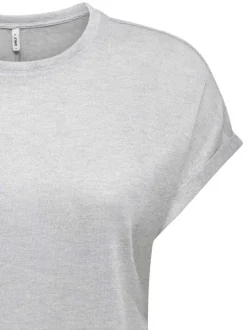 T-shirt gris uni pourvu d'une coupe ajustée et de manches courtes