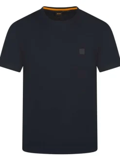 T-shirt homme marine uni avec une coupe droite et un col rond