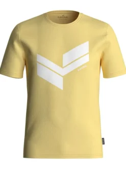 T-shirt jaune fantaisie coupe droite avec col rond et manches courtes