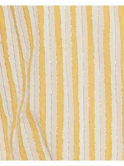 T-shirt jaune rayé en coton avec une coupe droite à col V