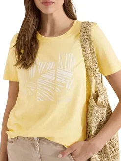 T-shirt jaune uni avec une coupe droite et des manches courtes