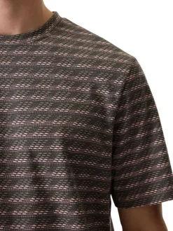 T-shirt kaki structuré à motifs avec une coupe droite et un col rond