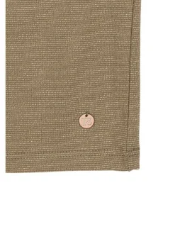 T-shirt kaki uni coupe droite à col rond avec manches courtes et broderie