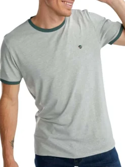 T-shirt kaki uni pourvu de manches courtes et d'un col rond